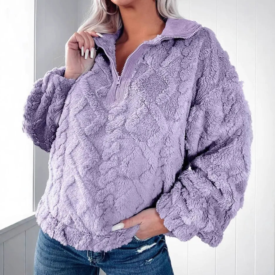 Weiche Faux-Fur-Sweater Damen Entspannt Passform