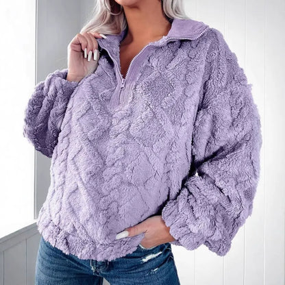 Weiche Faux-Fur-Sweater Damen Entspannt Passform