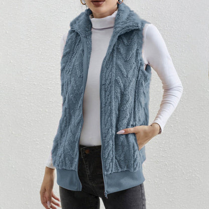 Kleid Ohne Ärmel Fleece Jacquard Reißverschluss