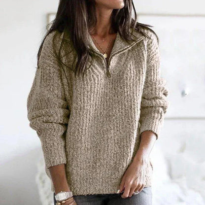 Damen Strickpullover Mit Halbzipper