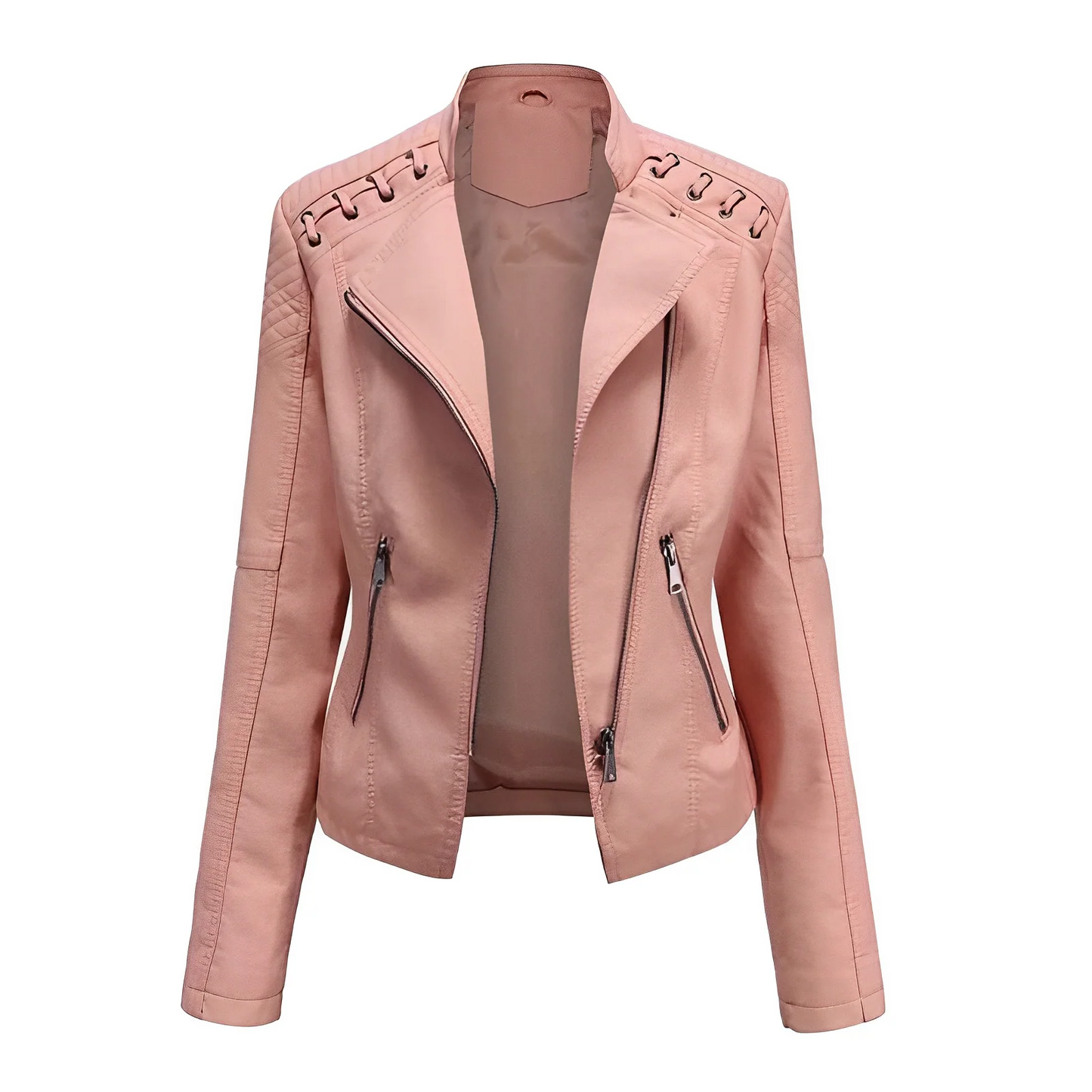 Lederjacke Slim Fit Asymmetrisch Quilted Style