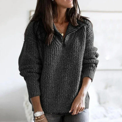 Damen Strickpullover Mit Halbzipper