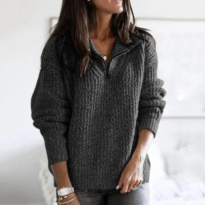 Damen Strickpullover Mit Halbzipper