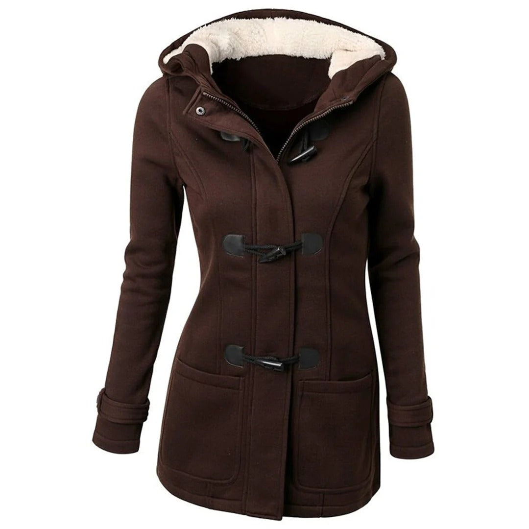 Langer Wollmantel Damen Elegant Kapuze