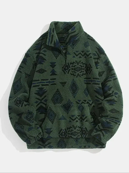 Gemusterte Fleece-Sweater Warm & Bequem