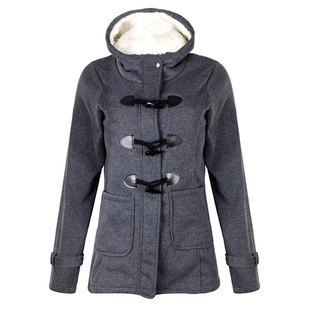Langer Wollmantel Damen Elegant Kapuze