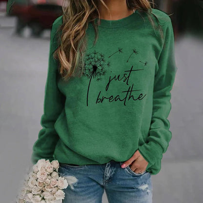 Bequeme Damenkleidung Baumwolle Langarmshirt mit Motiv