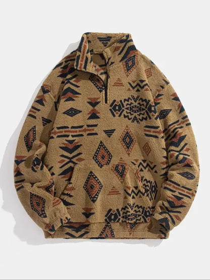Gemusterte Fleece-Sweater Warm & Bequem