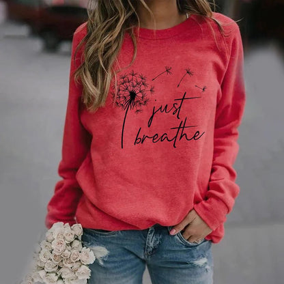Bequeme Damenkleidung Baumwolle Langarmshirt mit Motiv