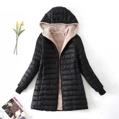 Warmes Winterkleid Fleecefutter Kapuze