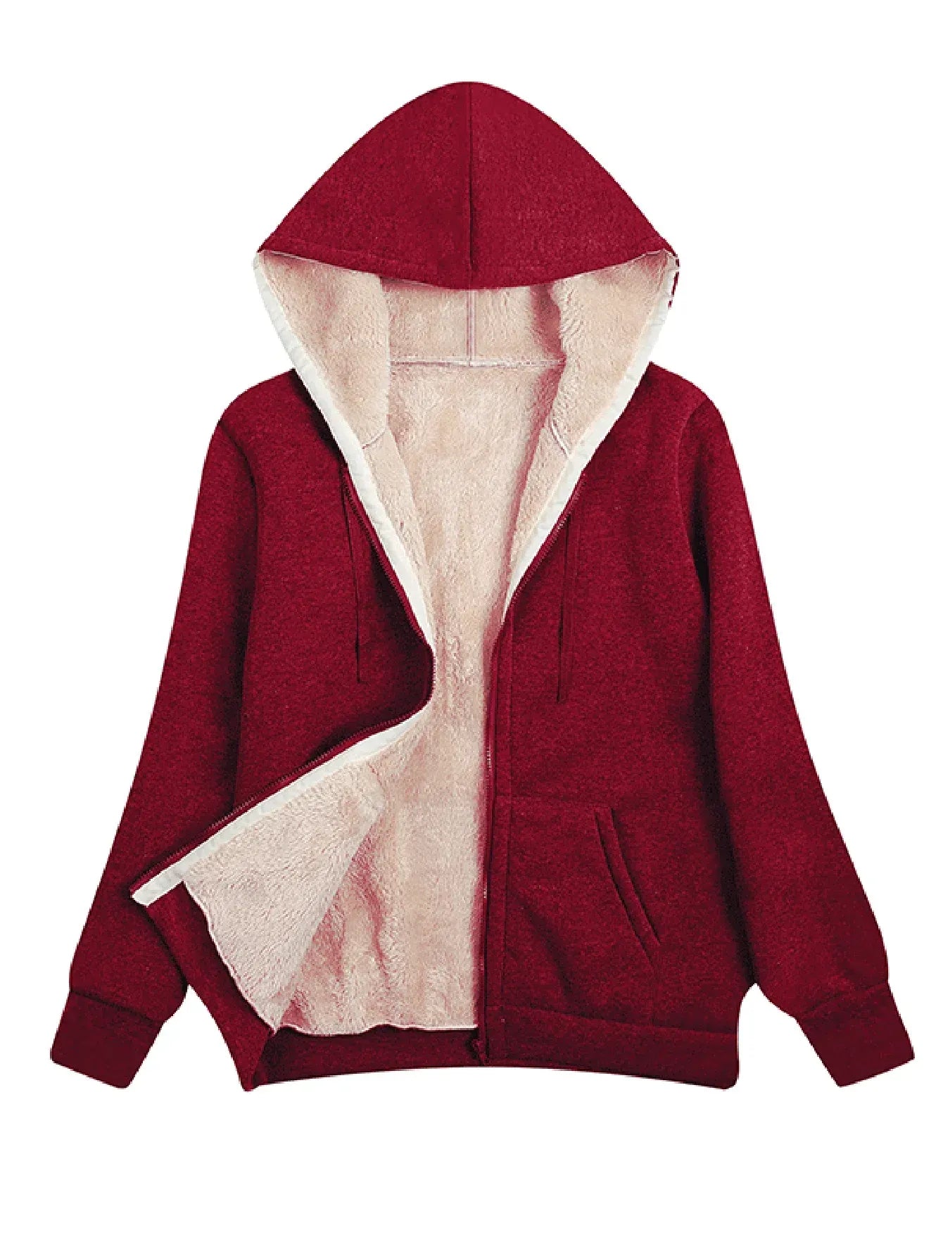 Fleecejacke Damen Relaxed Fit Plüsch Kapuze