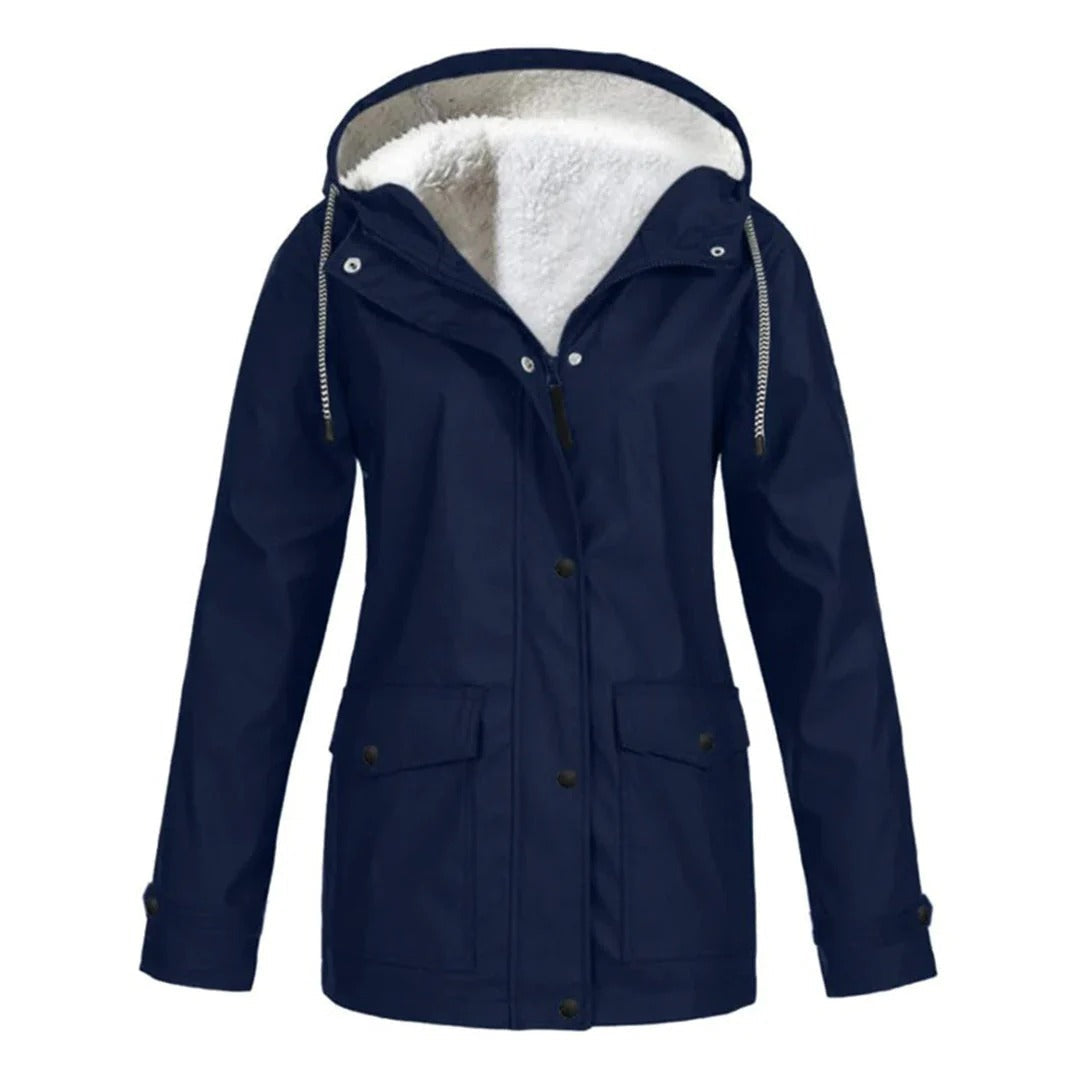 Wetterfeste Jacke mit Kapuze und Kunstfellfutter