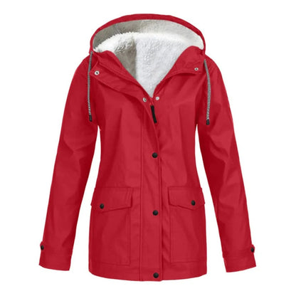 Wetterfeste Jacke mit Kapuze und Kunstfellfutter
