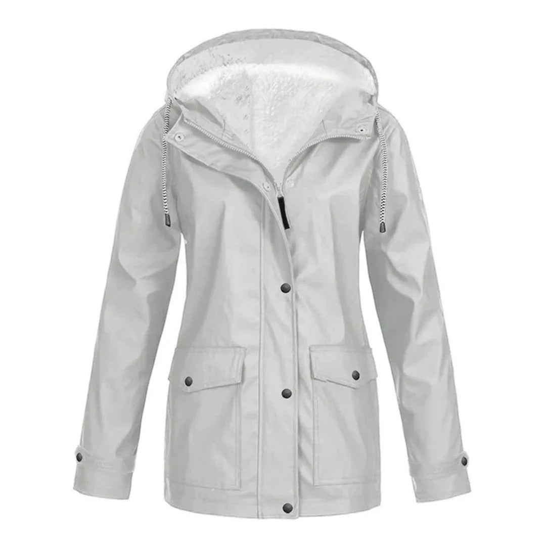 Wetterfeste Jacke mit Kapuze und Kunstfellfutter
