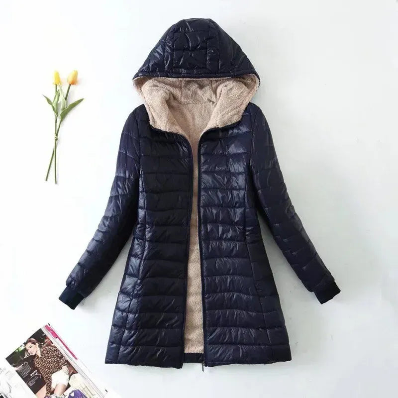 Warmes Winterkleid Fleecefutter Kapuze - IdealeKleiden