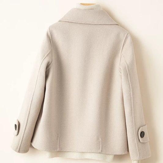 Mantel Damen Kurz Woll-Look Tailliert - IdealeKleiden