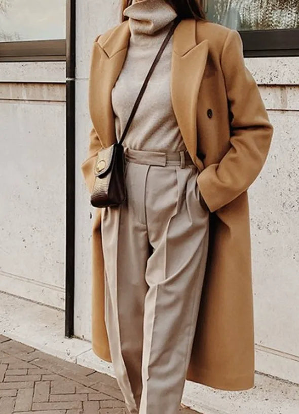 Eleganter Langmantel Slim Fit Wollqualität Klassisch