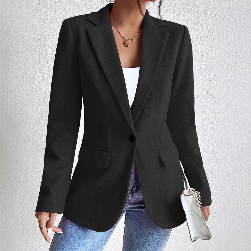 Schmale Blazer Slim Fit Wollmischung Reverskragen - IdealeKleiden