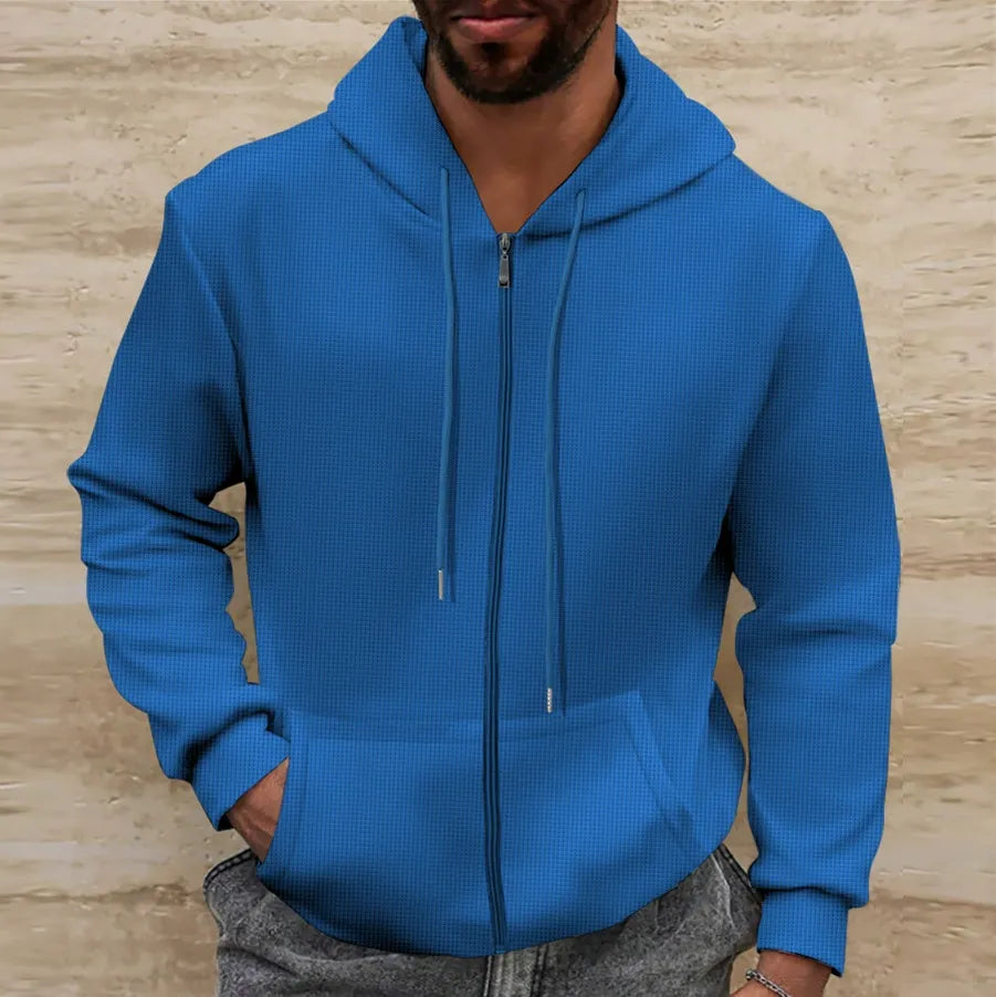 Kapuzenpullover Waffelstruktur Regular Fit Reißverschluss Lässig