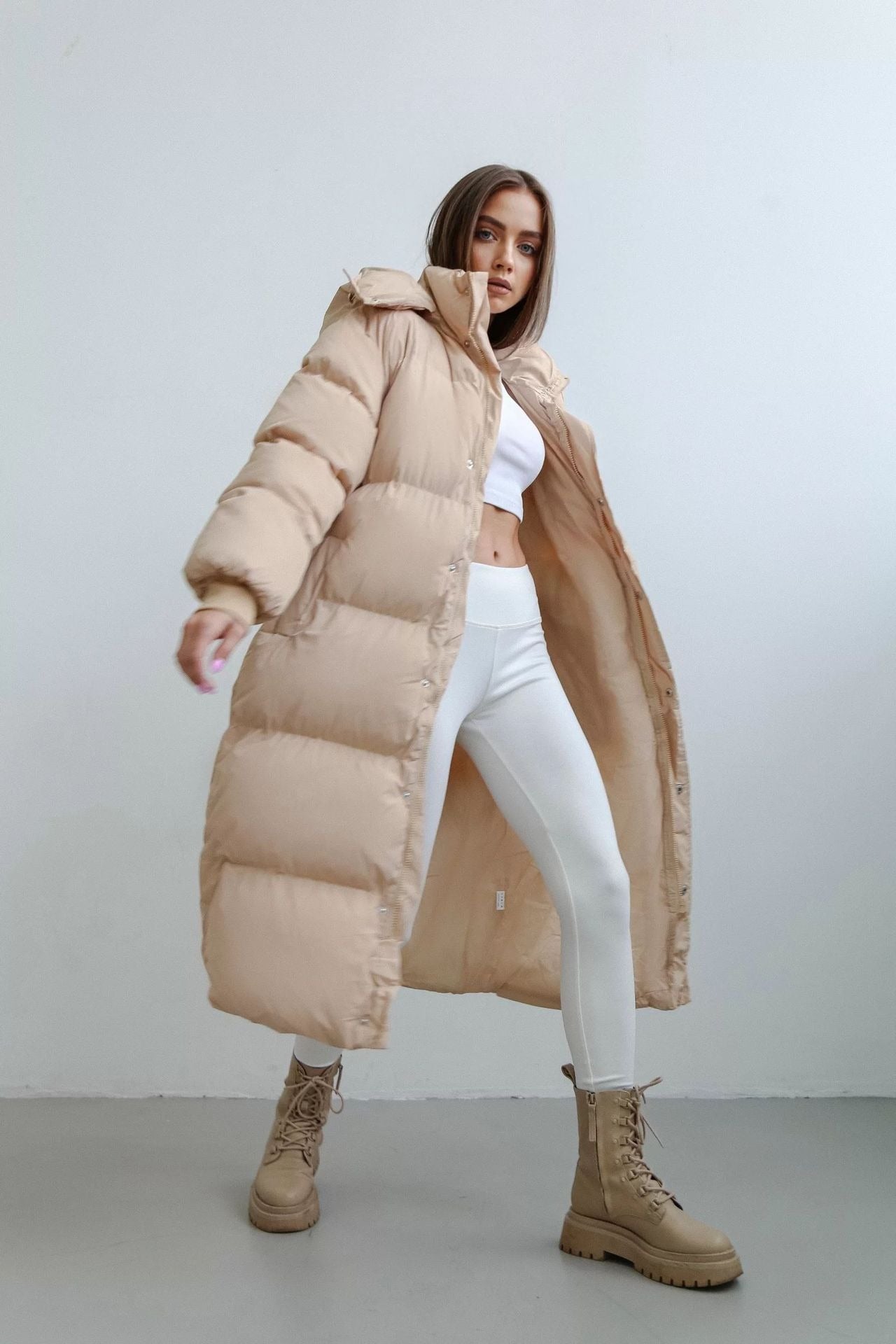 Große Pufferjacke Damen Übergröße Kapuze - IdealeKleiden
