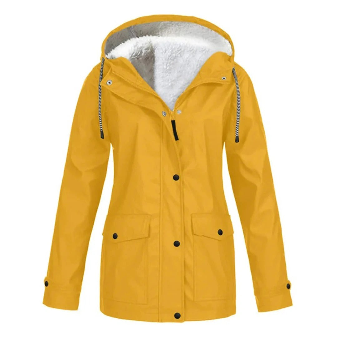 Wetterfeste Jacke mit Kapuze und Kunstfellfutter