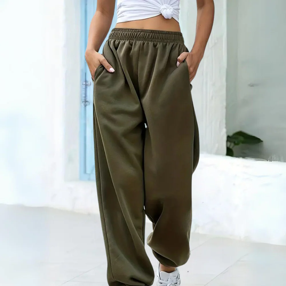 Bequeme Sweatpants Weite Passform Baumwolle Elastisch