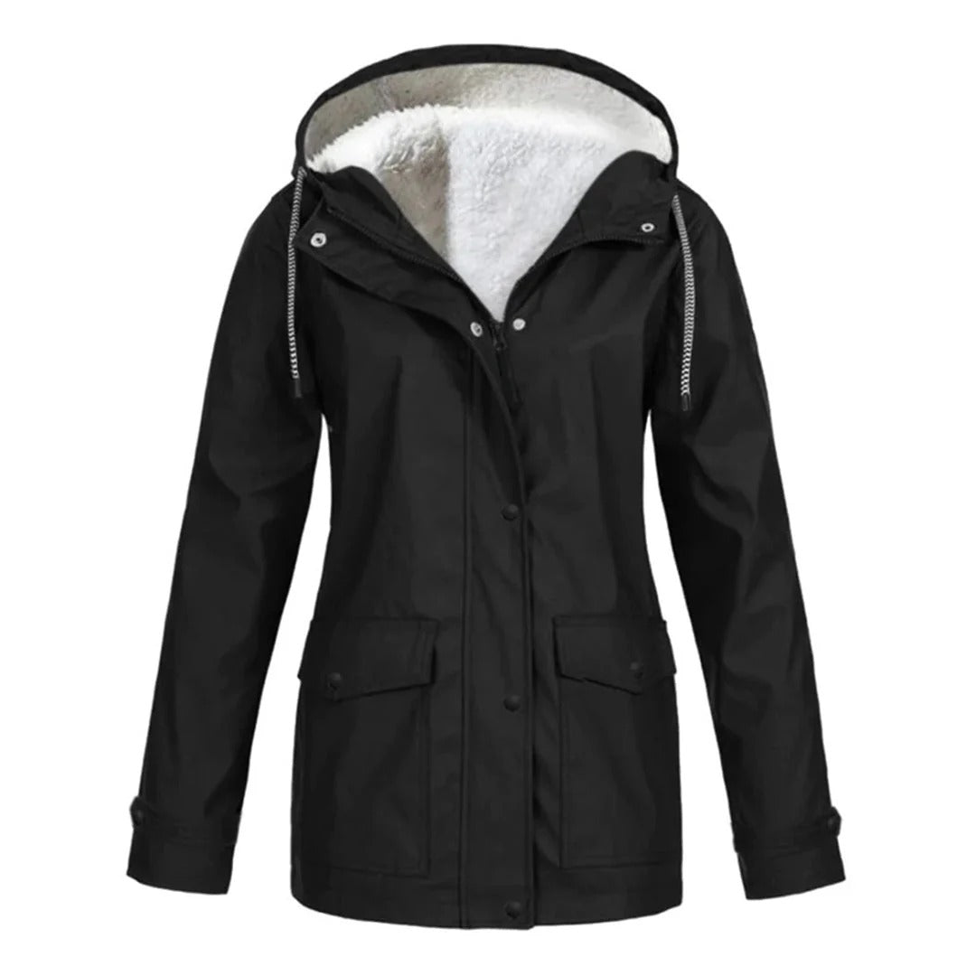 Wetterfeste Jacke mit Kapuze und Kunstfellfutter