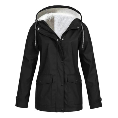 Wetterfeste Jacke mit Kapuze und Kunstfellfutter