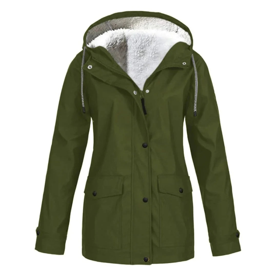 Wetterfeste Jacke mit Kapuze und Kunstfellfutter - IdealeKleiden