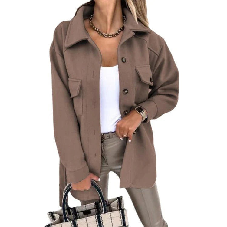 Winterjacke Damen Oversize Winddicht Knopfverschluss