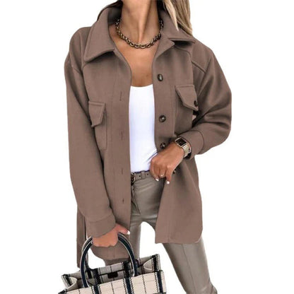 Winterjacke Damen Oversize Winddicht Knopfverschluss