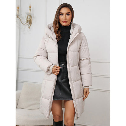 Damen Mantel Gefüttert Slim Fit Kapuze