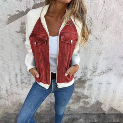 Modisches Damenkleid Jeans Lockere Passform Lange Ärmel
