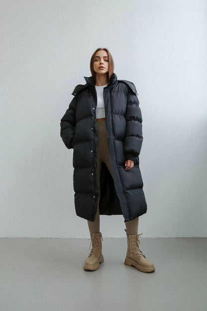 Große Pufferjacke Damen Übergröße Kapuze