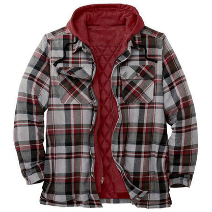 Lässige Hemdjacke Kapuze Flanell Karomuster