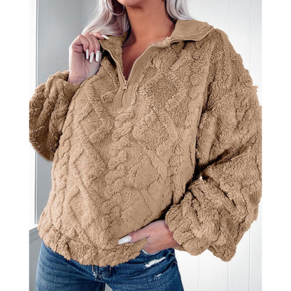 Übergrößer Fleece Pullover Stehkragen