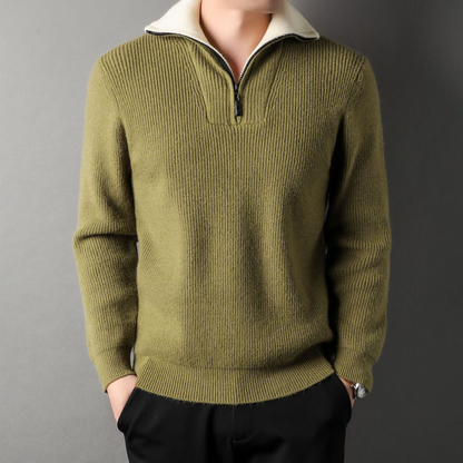 Bequeme Strickkleidung | Locker Geschnitten Wollsweater Hoher Kragen Reißverschluss