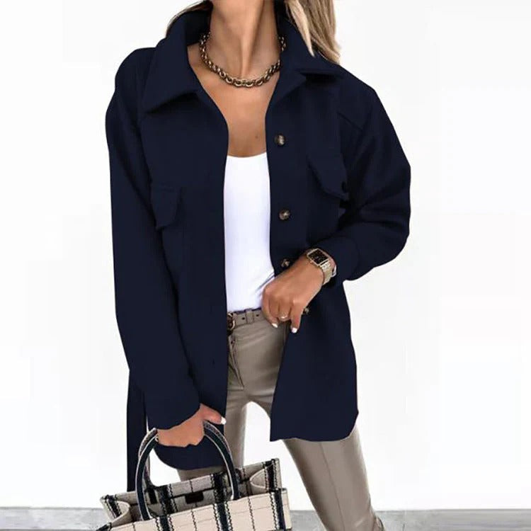 Winterjacke Damen Oversize Winddicht Knopfverschluss