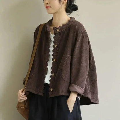 Modische Damenjacke Corduroy Optik - IdealeKleiden