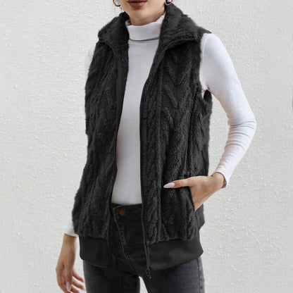Kleid Ohne Ärmel Fleece Jacquard Reißverschluss