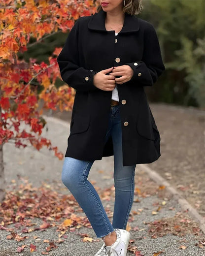 Wollkleid Damen Mittellang Große Taschen