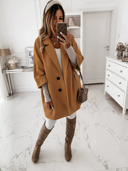 Mantel Damen Oversized Wollmantel Klassisch