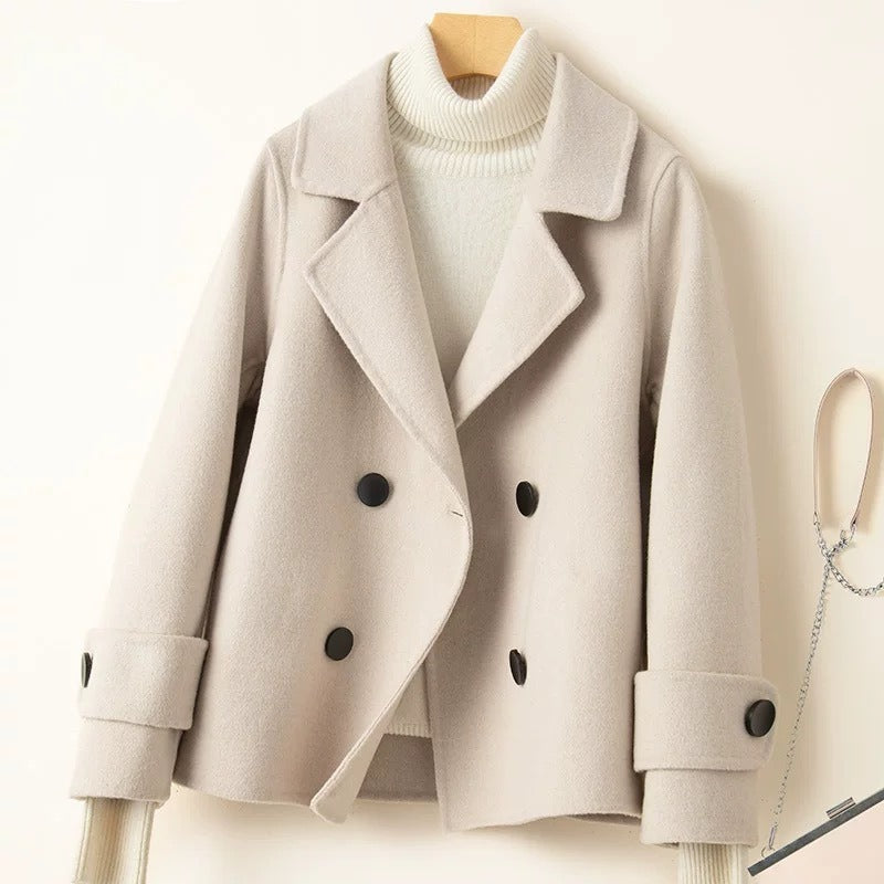 Mantel Damen Kurz Woll-Look Tailliert