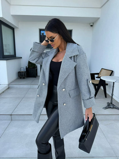 Eleganter Wollmantel Damen Knielang