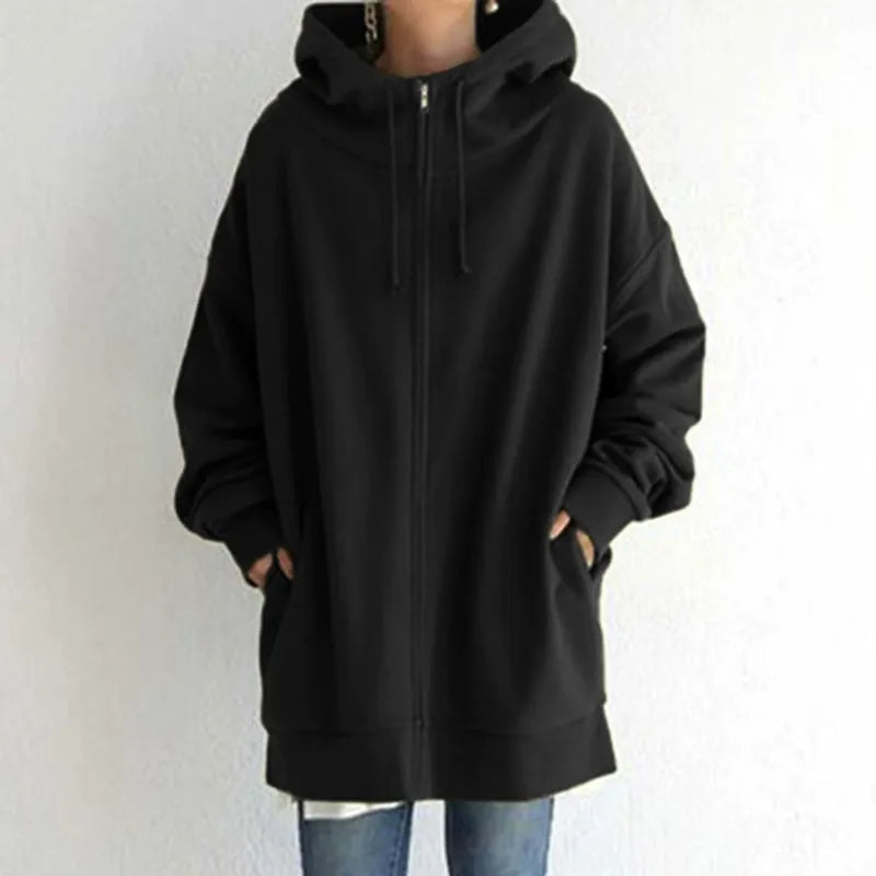 Große Kapuzenpullover Übergröße Fleece Reißverschluss - IdealeKleiden