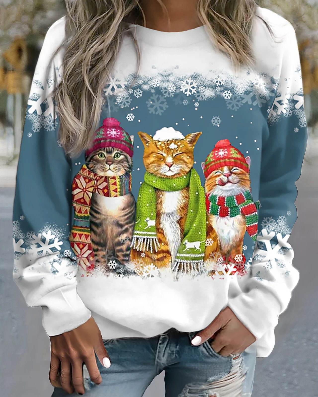 Bequemes Sweatshirt Mit Grafikdruck Locker Geschnürt