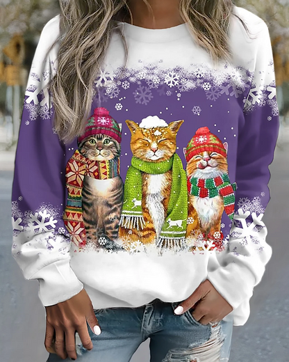 Bequemes Sweatshirt Mit Grafikdruck Locker Geschnürt