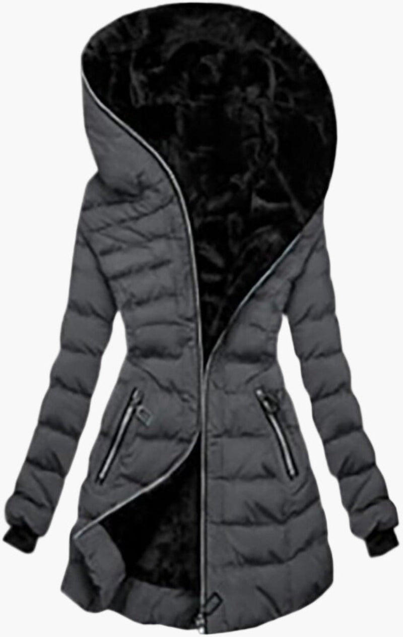 Winter Steppjacke Kapuze Asymmetrisch