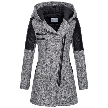 Frauen Winterjacke Taillierte Passform mit Kapuze - IdealeKleiden
