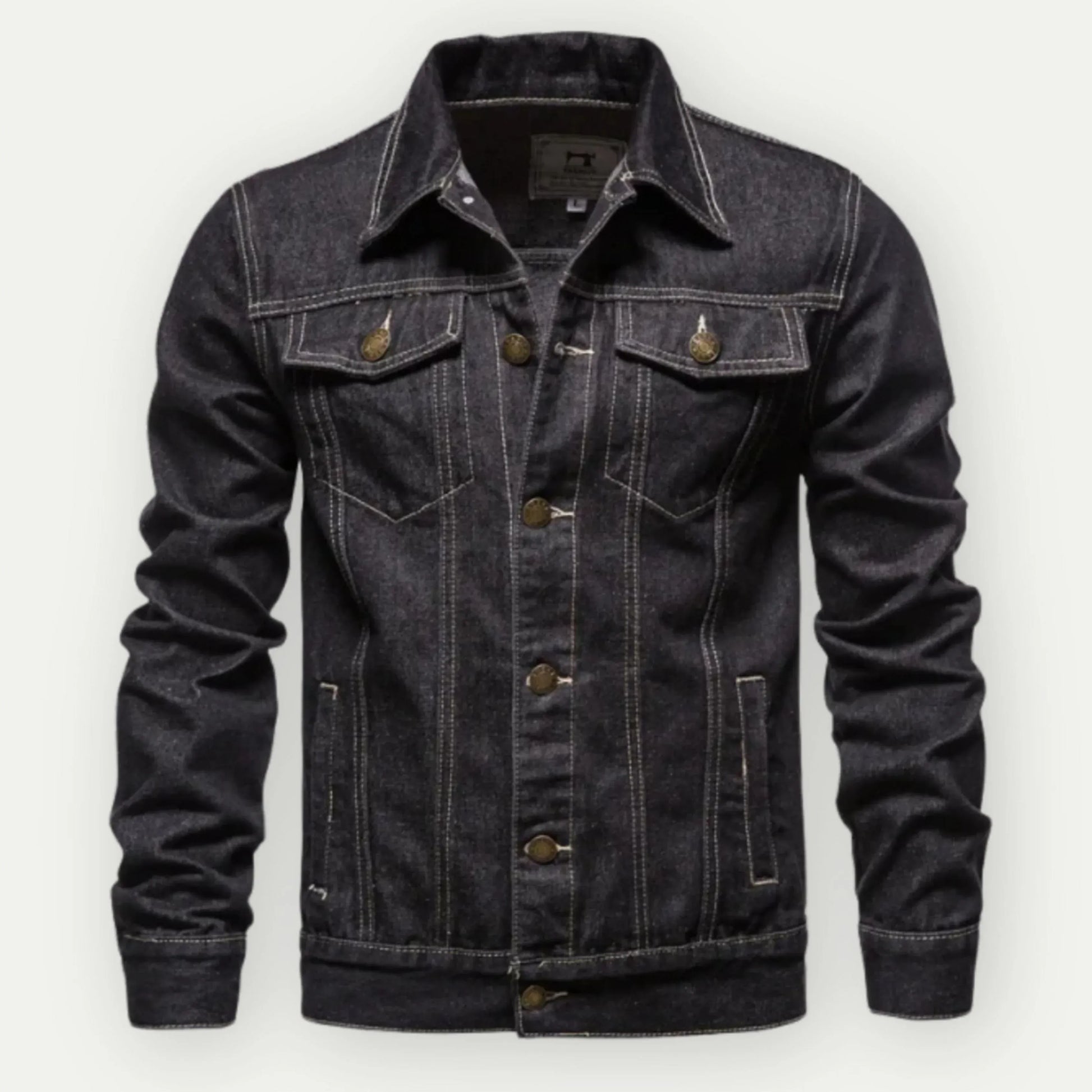 Truckerjacke Denim Blau Figurbetont mit Knöpfen - IdealeKleiden